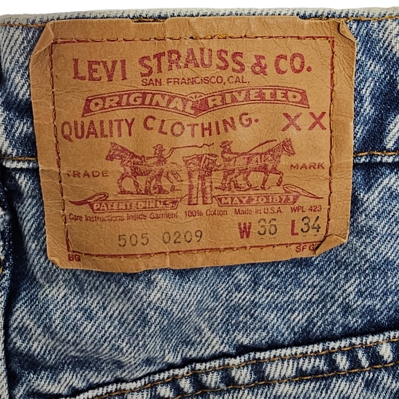 Levis‎ Acid Wash Blue Denim Jeans 505 - 0209 80s 36x34 Actual 34x32 Made In USA - Picture 1 of 11